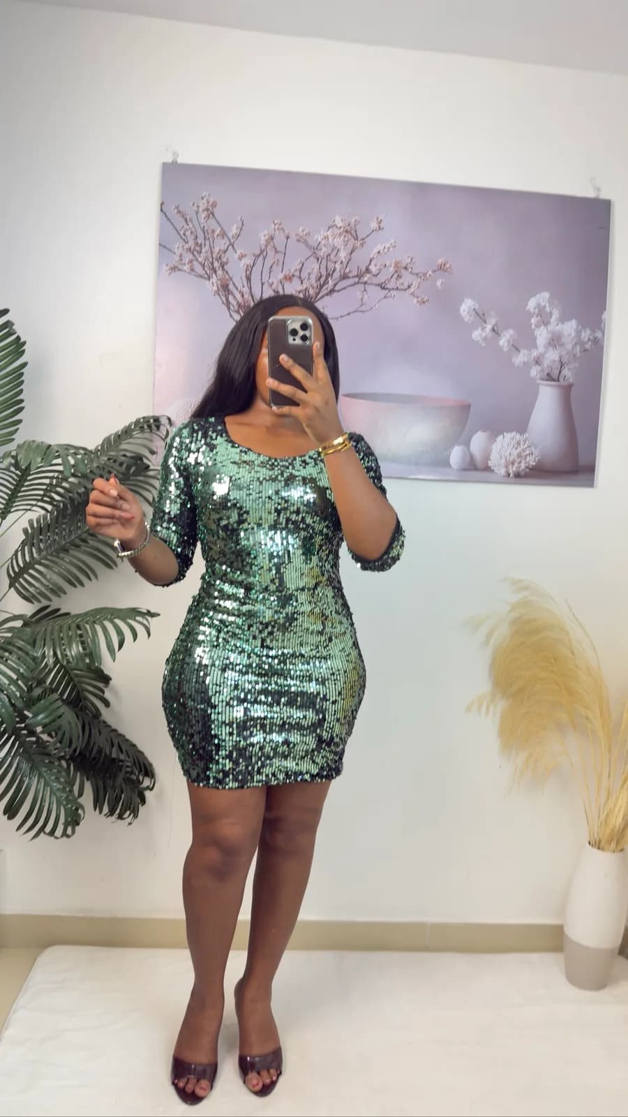 Green Sequin Bodycon Dress