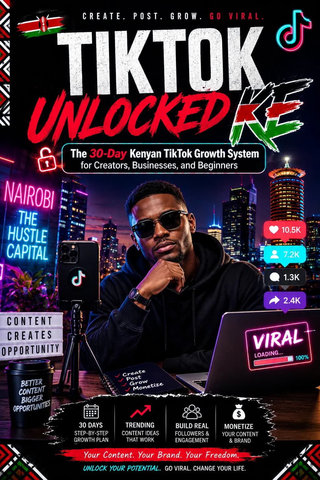 📘 TIKTOK UNLOCKED KE: The 30-Day Kenyan TikTok Growth System for Creators, Businesses and Beginners