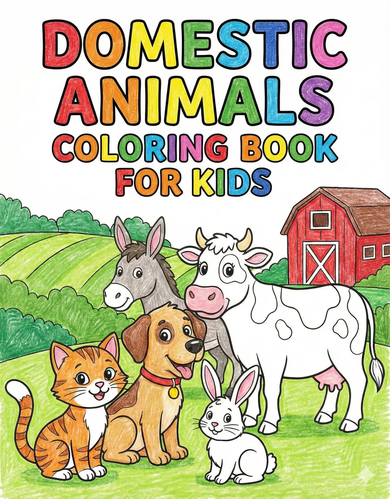 🐶 DOMESTIC ANIMALS COLORING BOOK FOR KIDS