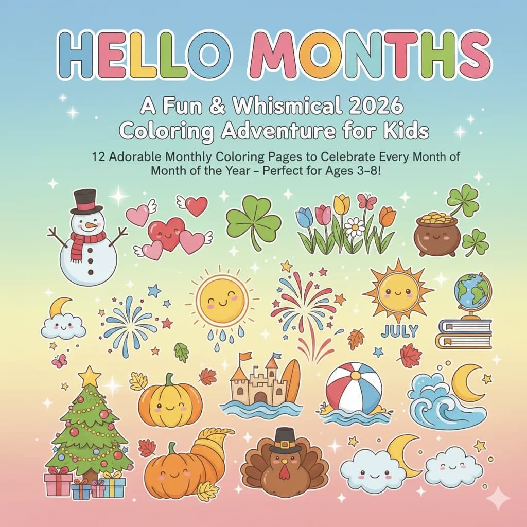 HELLO MONTHS: A Fun & Whimsical 2026 Coloring Adventure for Kids